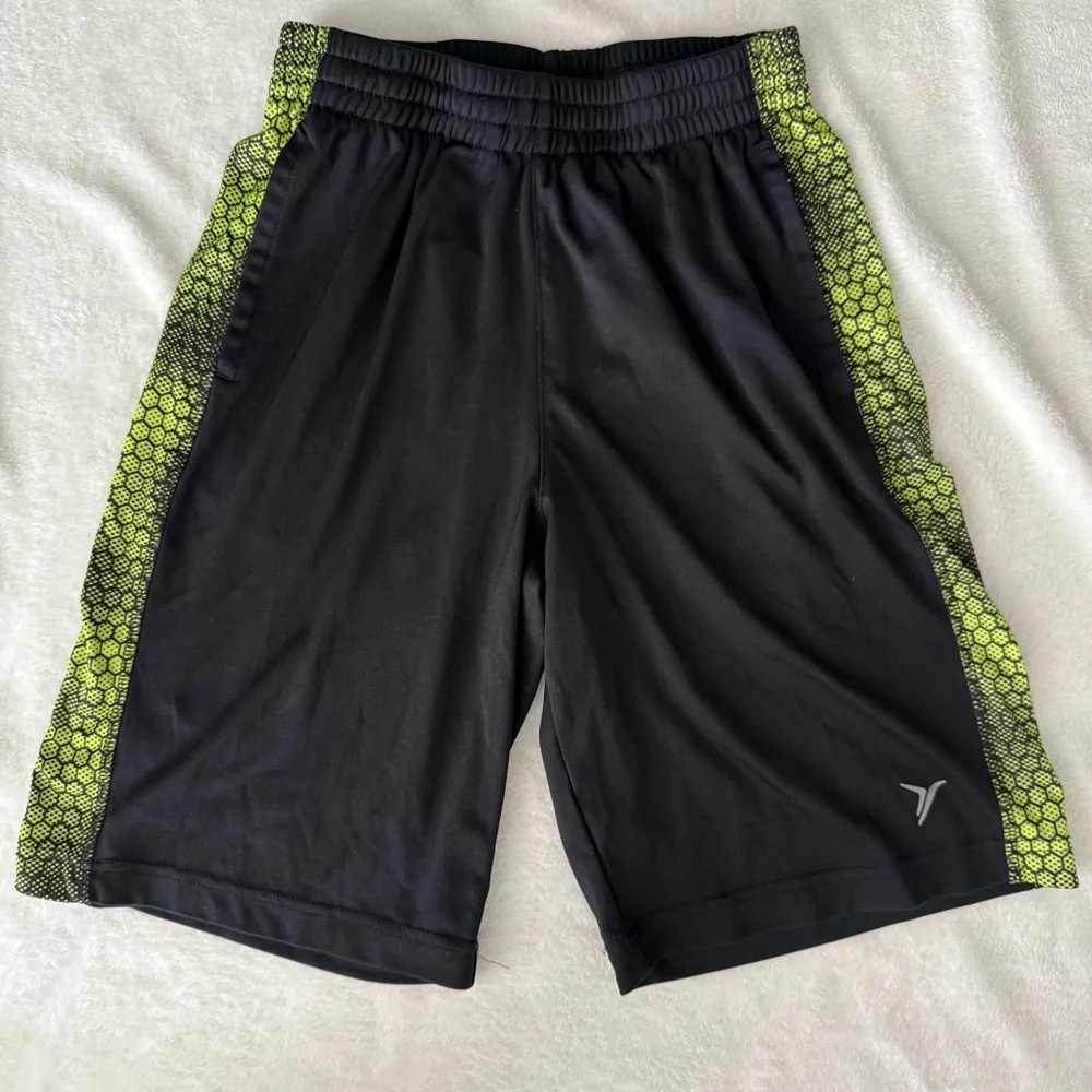 Old Navy Kids Black Shorts with Neon Green Trim